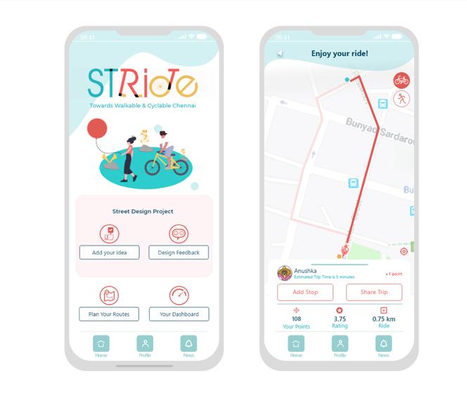 L’application « Stride » qui fournit aux volontaires des informations sur leurs trajets et récupère leurs données pour les intégrer à une carte de la ville.