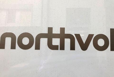 FILE PHOTO: Northvolt logo is pictured in the Northvolt office in Stockholm, Sweden June 14, 2018. REUTERS/Esha Vaish/File Photo