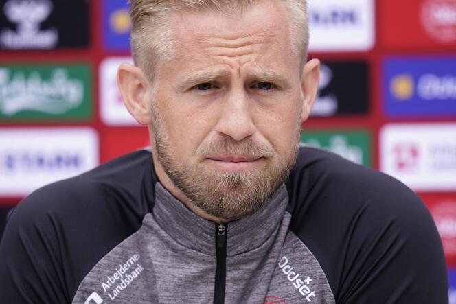 Le gardien de la sélection danoise Kasper Schmeichel lors d’une conférence de presse, en juin 2021.