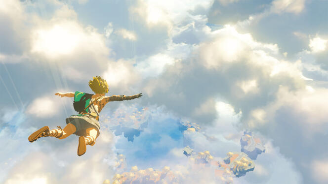 Link est projeté dans les airs dans cette image tirée de la bande-annonce de la suite de « Zelda : Breath of the Wild » prévue pour 2022.