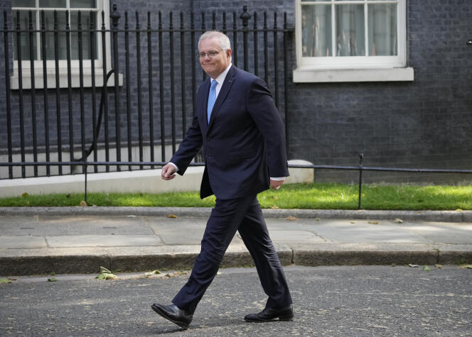 Australische premier Scott Morrison in Londen op 15 juni 2021.