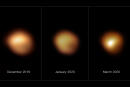 These images, taken with the SPHERE instrument on ESO’s Very Large Telescope, show the surface of the red supergiant star Betelgeuse during its unprecedented dimming, which happened in late 2019 and early 2020. The image on the far left, taken in January 2019, shows the star at its normal brightness, while the remaining images, from December 2019, January 2020 and March 2020, were all taken when the star’s brightness had noticeably dropped, especially in its southern region. The brightness returned to normal in April 2020.