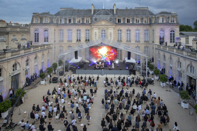 Concert de musique électronique dans le cour de l'Elysée à l'occasion de la Fête de la musique, à Paris, lundi 21 juin 2021.