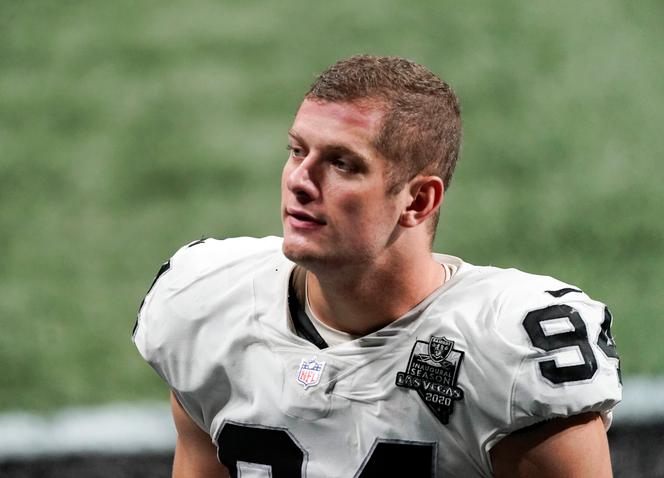 Carl Nassib lors d’un match à Atlanta, en Géorgie, le 29 novembre 2020.