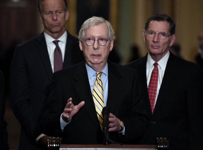 Le chef de la minorité (républicaine) au Sénat, Mitch McConnell, s’exprime à propos du projet de loi sur le vote, mardi 22 juin, au Capitole, à Washington, DC.