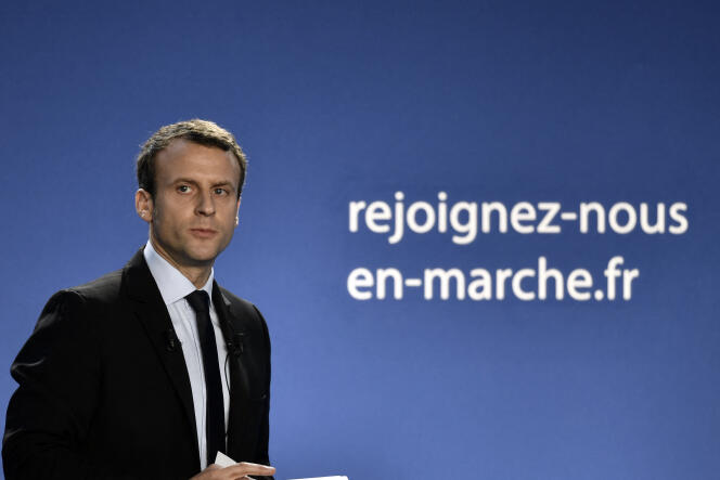 Emmanuel Macron lors de sa déclaration de candidature à la présidence de la République, à Bobigny (Seine-Saint-Denis, en novembre 2016.