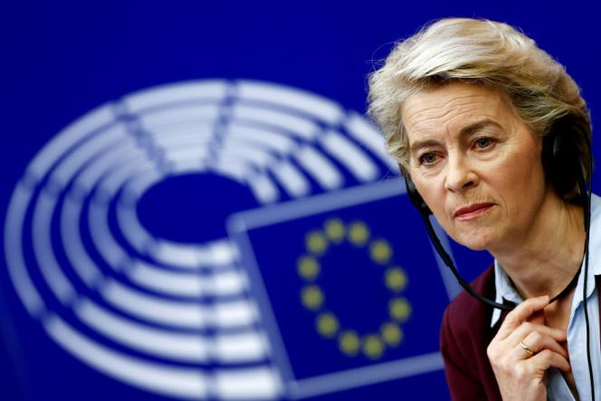 Die Präsidentin der Europäischen Kommission, Ursula von der Leyen, am Mittwoch, 7. Juli, im Europäischen Parlament in Straßburg.