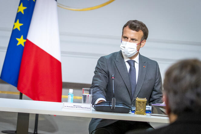 Emmanuel Macron à l’Elysée le 13 juillet 2021.