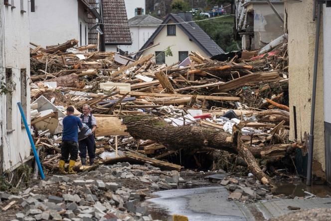 Trümmer eines durch Hochwasser zerstörten Hauses in Schuld bei Bad Neuenahr, 15. Juli 2021.
