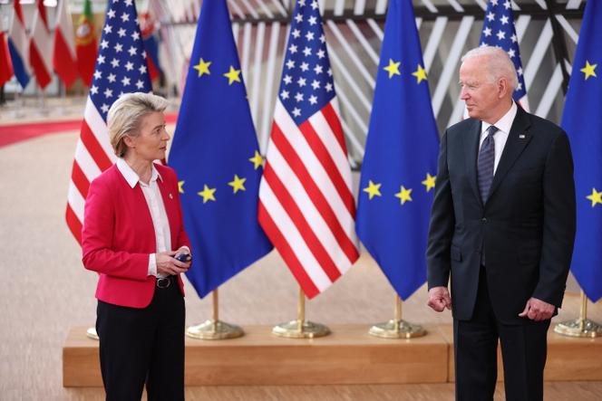 Ursula von der Leyen, présidente de la Commission européenne, et Joe Biden, président des Etats-Unis,le 15 juin à Bruxelles.