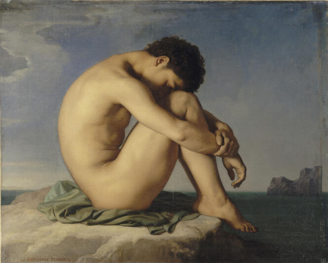 « Jeune homme nu assis sur un rocher, au bord de la mer » (1835-1836), d’Hippolyte Flandrin.