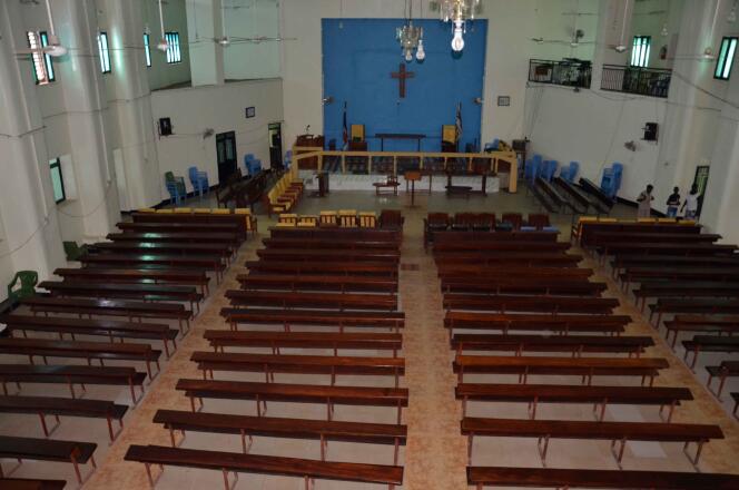 L’intérieur de l’ancien cinéma Juba Picture House transformé en église. Ici, en 2018.