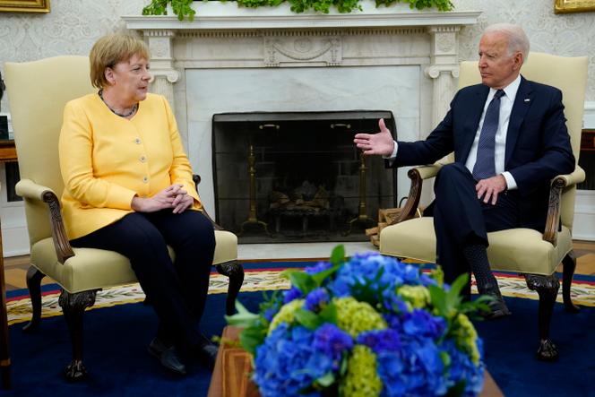 Bundeskanzlerin Angela Merkel und US-Präsident Joe Biden am 15. Juli 2021 im Weißen Haus in Washington.