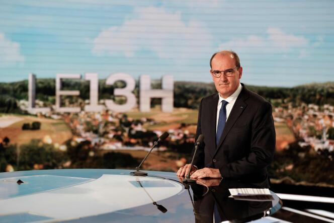 Le premier ministre Jean Castex au « 13 heures » de TF1, le 21 juillet 2021, pour présenter les mesures destinées à lutter contre la quatrième vague de Covid-19 en France.