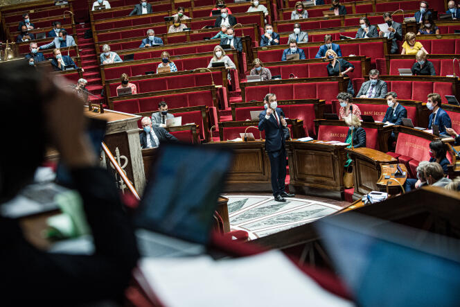 Le ministre de la santé, Olivier Véran, s’exprime à l’Assemblée nationale lors des débats sur le passe sanitaire, le 21 juillet.
