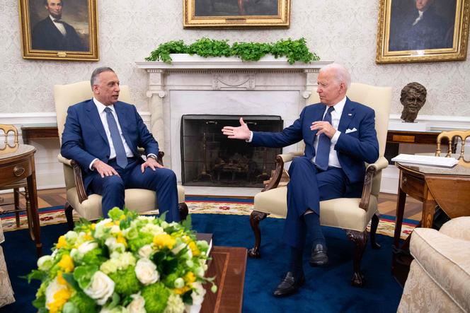 Le président des Etats-Unis, Joe Biden (à droite), et le premier ministre irakien, Mustafa Al-Kadhimi, se sont rencontrés à la Maison Blanche, le 26 juillet.
