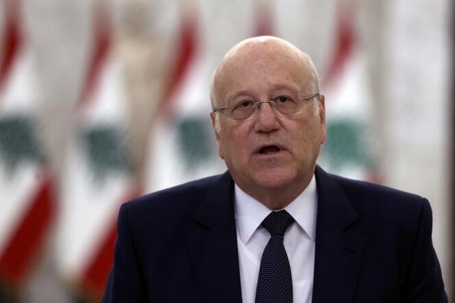 Najib Mikhti during a press conference on July 26, 2021 in Beirut.