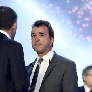 French media group Lagardere Chairman and Chief Executive Officer Arnaud Lagardere arrives to address the group's general meeting on May 3, 2018 in Paris. (Photo by ERIC PIERMONT / AFP)