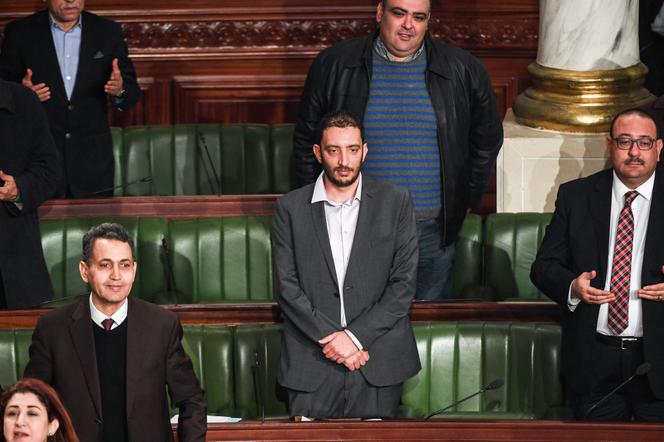 La diputada Yassine Ayari durante una sesión de la Asamblea en Túnez, el 15 de febrero de 2018.