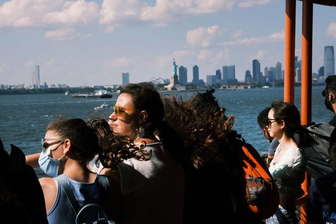 Na balsa de Staten Island, 30 de julho de 2021 na cidade de Nova York.