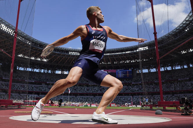 Kevin Mayer, lors des Jeux olympiques de Tokyo, le 5 août 2021. 