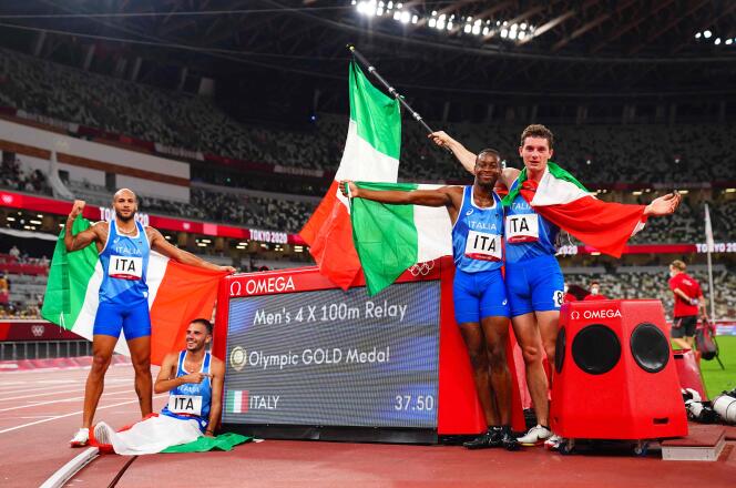 L’équipe d’Italie du 4 x 100 mètres est championne olympique.