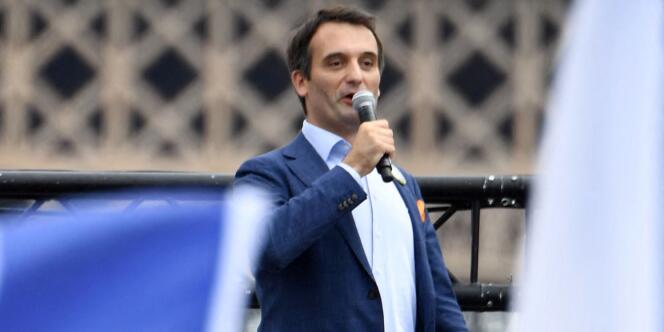 Le président du parti Les Patriotes, Florian Philippot, au rassemblement contre l’instauration d’un passe sanitaire, à Paris, le 24 juillet 2021.