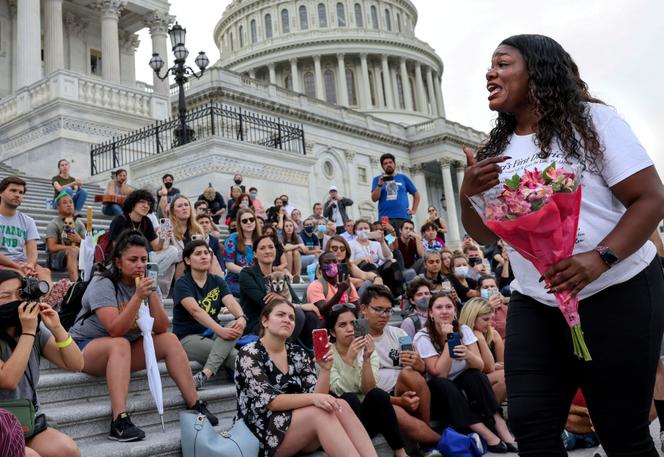 When she camped out of Congress in Washington in August 2021, House Congresswoman Cory Bush addressed protesters who came to support her.