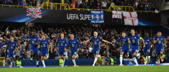 Les joueurs de Chelsea ont fêté leur victoire face à Villarreal, à Belfast, le mercredi 11 août 2021.