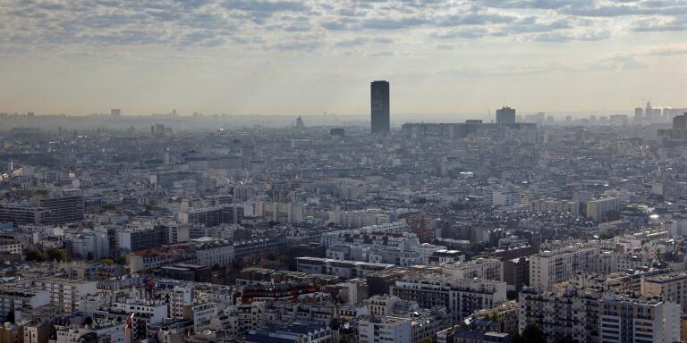 An aerial picture taken on September 15, 2020 shows western Paris' buildings. (Photo by Thomas COEX / AFP)