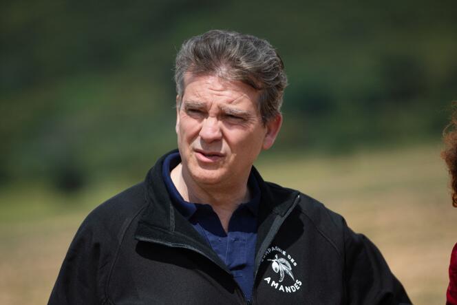 Arnaud Montebourg, May 6, 2021, during the inauguration of an almond orchard, in Sérignan-du-Comtat, near Orange.