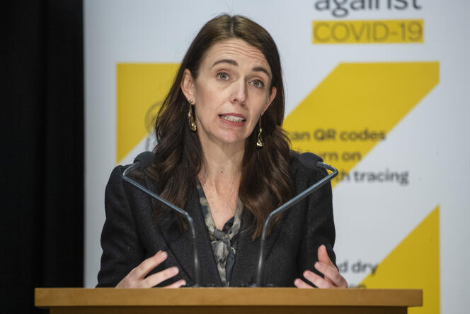 New Zealand Prime Minister Jacinda Ardern briefs Covid-19 at Parliament in Wellington on Wednesday August 18, 2021.