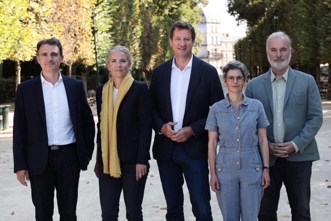 Eric Piolle, Delphine Batho, Yannick Jadot, Sandrine Rousseau and Jean Marc Governatori, in Poitiers, August 20, 2021.
