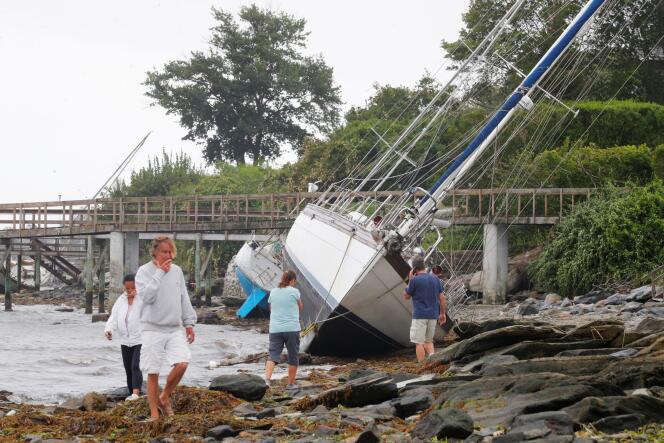 Les traces du passage de la tempête Henri à Jamestown (Rhode Island), le 22 août 2021.