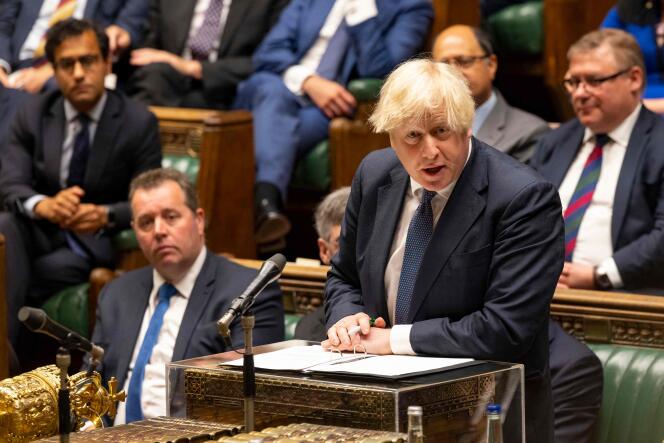British Prime Minister Boris Johnson speaks about the situation in Afghanistan in front of Parliament in London on August 18, 2021.