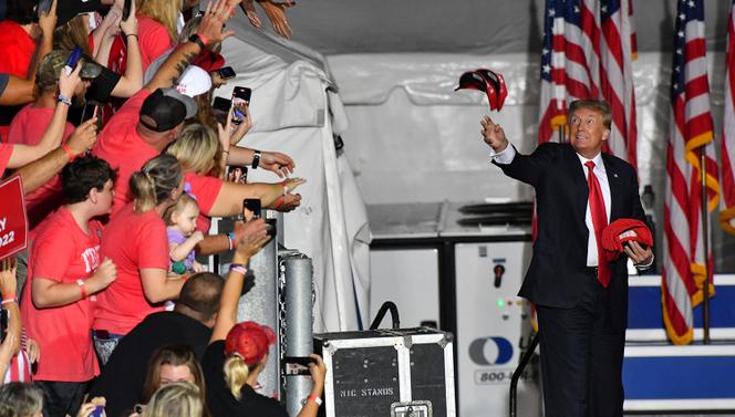 Donald Trump en meeting à Cullman, en Alabama, le 21 août 2021.