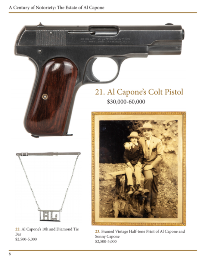 Le Colt mis aux enchères provient du patrimoine légué par la veuve d’Al Capone à leur fils unique Sonny.
