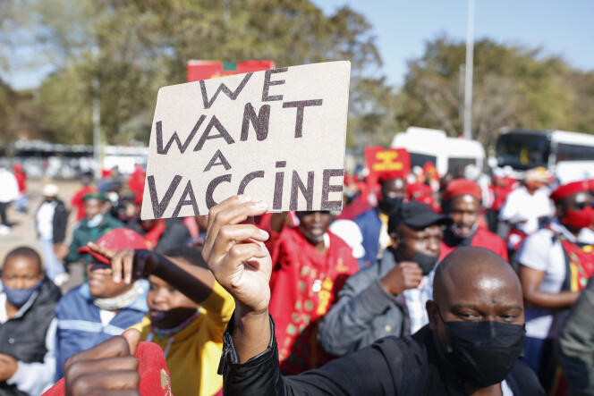 Manifestation à Pretoria, en Afrique du Sud, le 25 juin 2021.