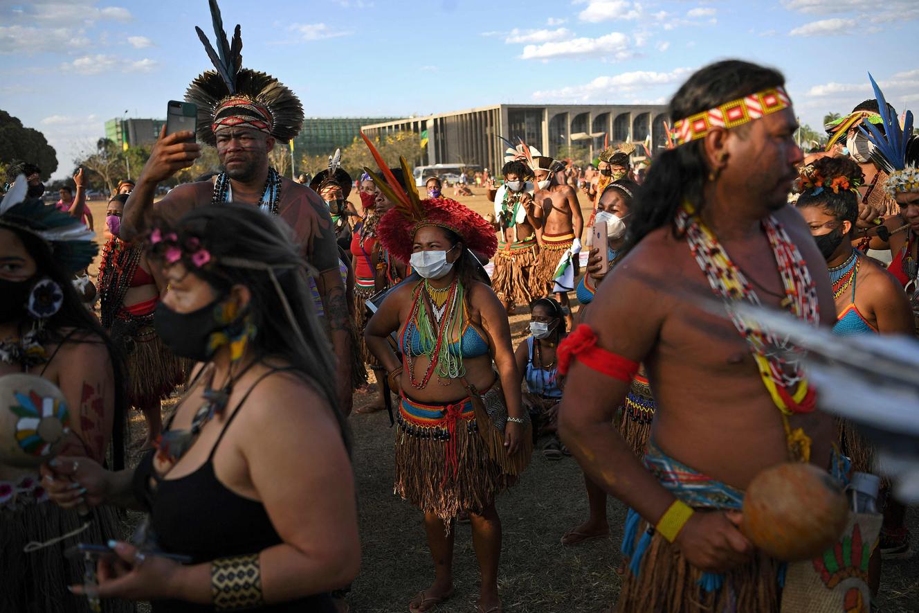 A demonstration in front of the Supreme Court building in Brasilia on August 24, 2021.