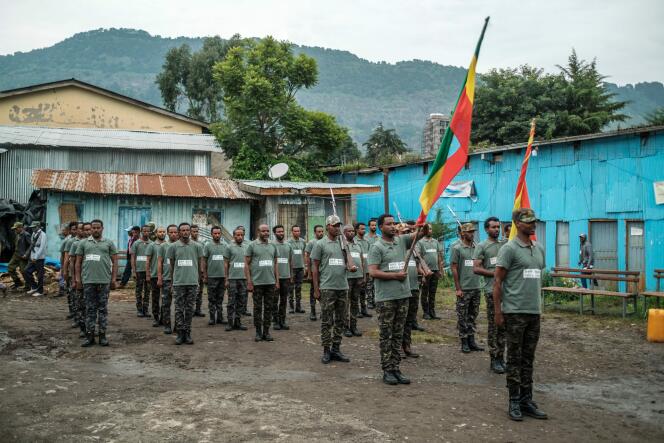 Des réservistes des forces régionales d’Amhara lors de leur remise de diplôme, à Dessie, en Ethiopie, le 24 août 2021.