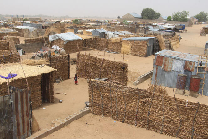 Le 29 mars 2021, le camp de déplacés de Yawuri, à l’extérieur de Maïduguri, capitale de l’Etat du Borno, (nord-est du Nigeria), où vivent environ 2 000 personnes qui ont fui les violences des djihadistes de Boko Haram.