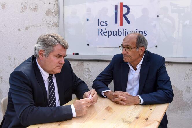 Franck Louvrier y Eric Woerth en La Baule, 28 de agosto de 2021. 