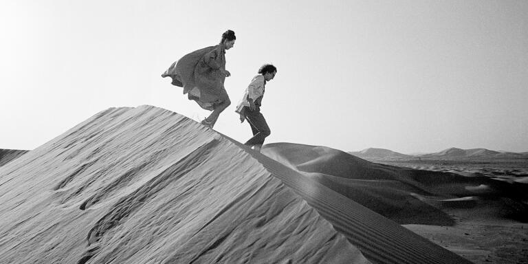Christo and Jeanne-Claude looking for a possible site for The Mastaba
United Arab Emirates, February 1982