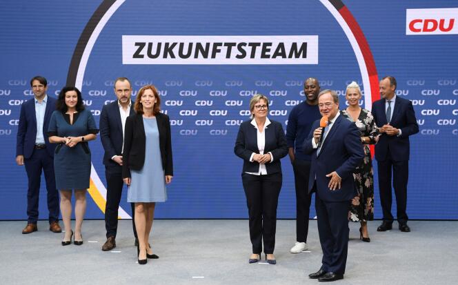 Chancellor candidate Armin Laschet presents his “team for the future” at CDU headquarters in Berlin on September 3, 2021.