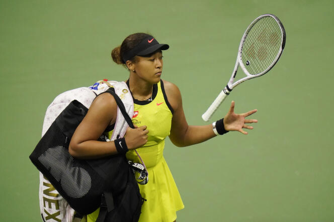 Japan's Naomi Osaka after her loss to Leylah Fernandez in the third round of the US Open on September 3, 2021.