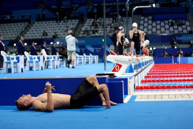 Le nageur Ugo Didier après le 200 m individuel medley, lors des Jeux paralympiques de Tokyo, le 1er septembre 2020.