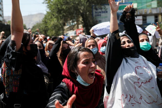 Manifestation de femmes afghanes contre le Pakistan, à Kaboul, le 7 septembre 2021.