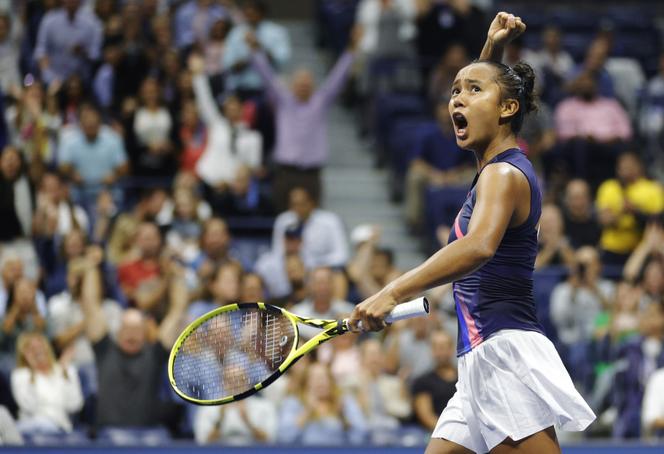 Leylah Fernandez après sa victoire face à Aryna Sabalenka, jeudi 9 septembre 2021.