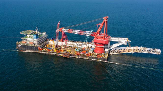 Etape finale de la pose du pipeline Nord Stream 2 en mer Baltique en septembre 2021.