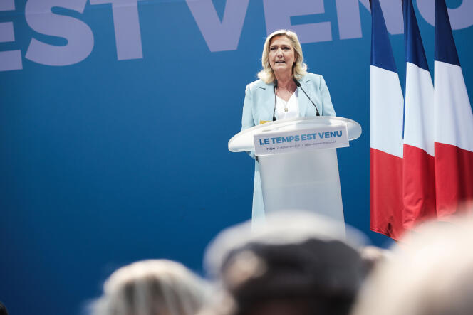 Discours de Marine Le Pen lors du conseil national du RN, à Fréjus, le 12 septembre 2021.